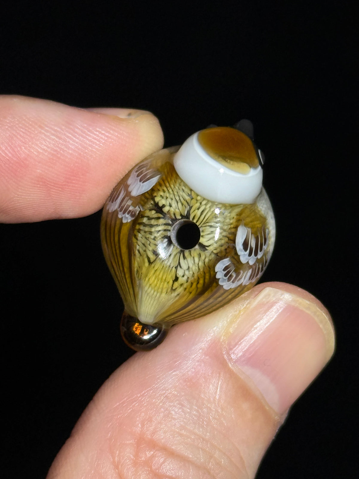 Fortune Bringing Sparrow bead by Chieko Taniguchi