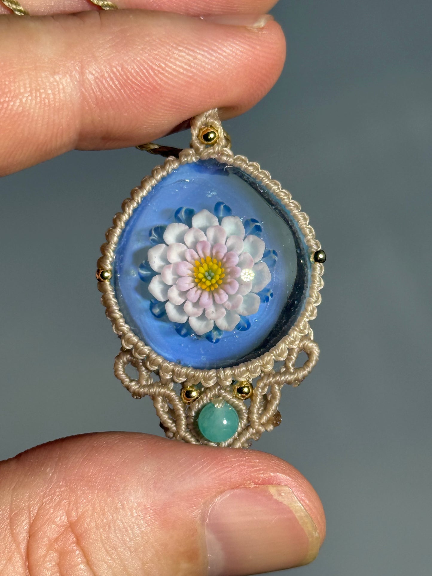 Tomomi Handa Pendant w/ custom macrame necklace