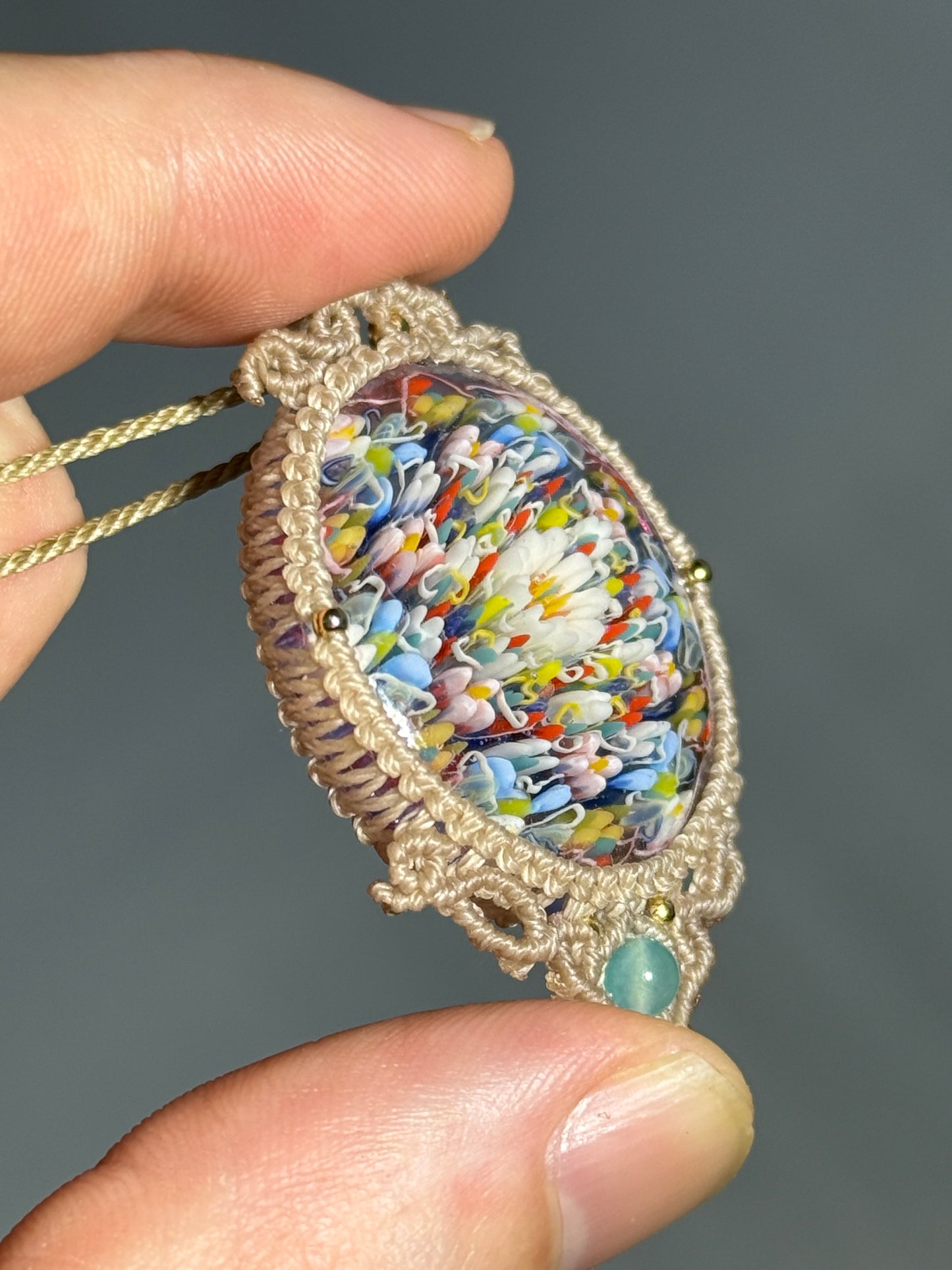 Tomomi Handa Pendant w/ custom macrame necklace