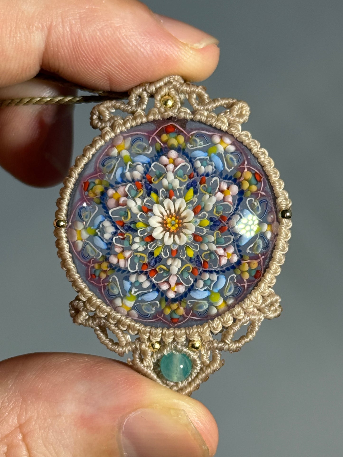 Tomomi Handa Pendant w/ custom macrame necklace