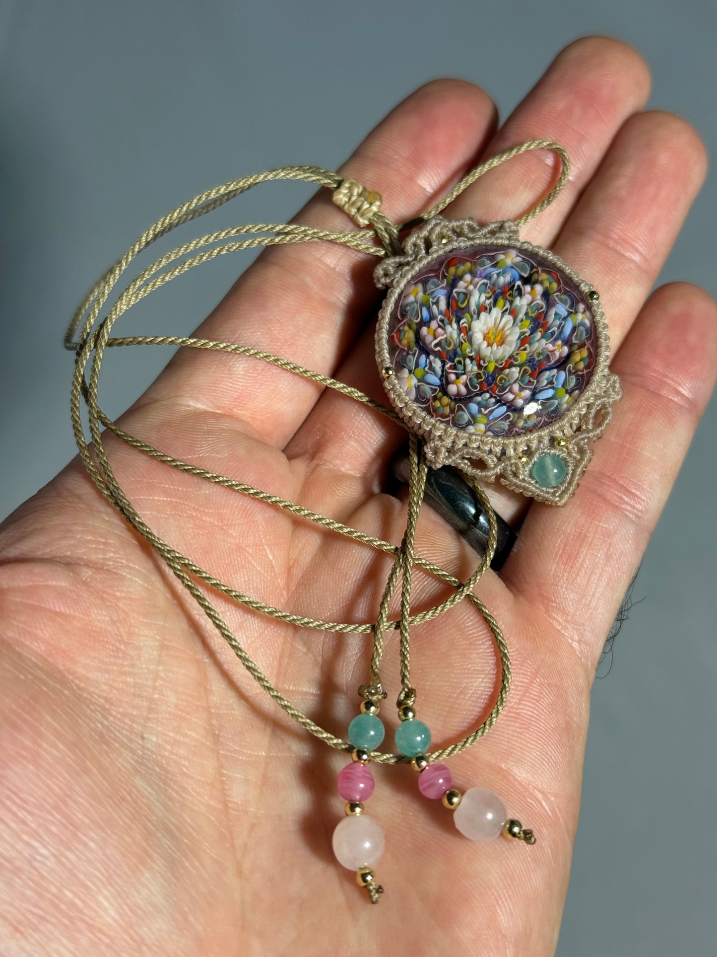 Tomomi Handa Pendant w/ custom macrame necklace