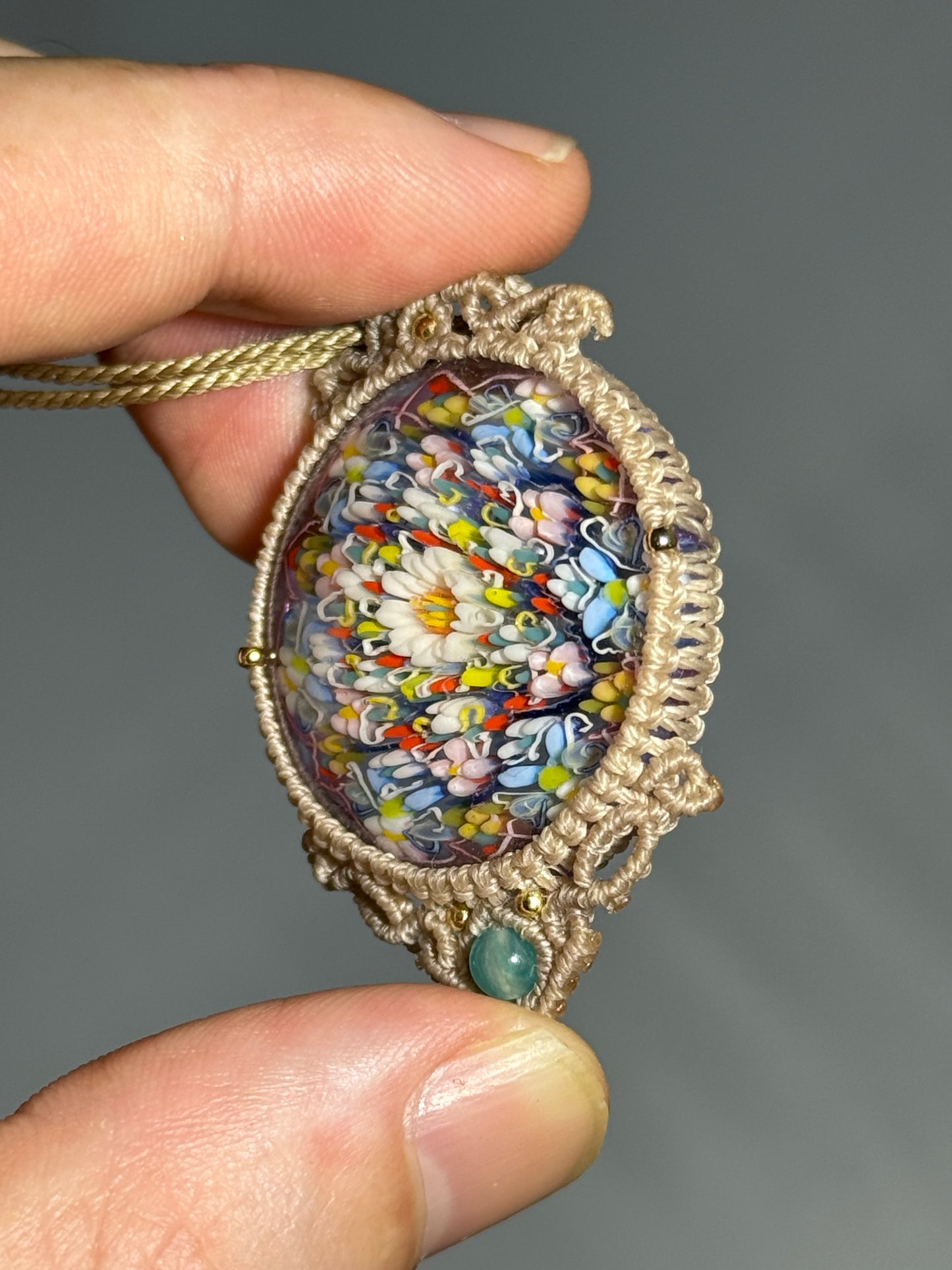 Tomomi Handa Pendant w/ custom macrame necklace
