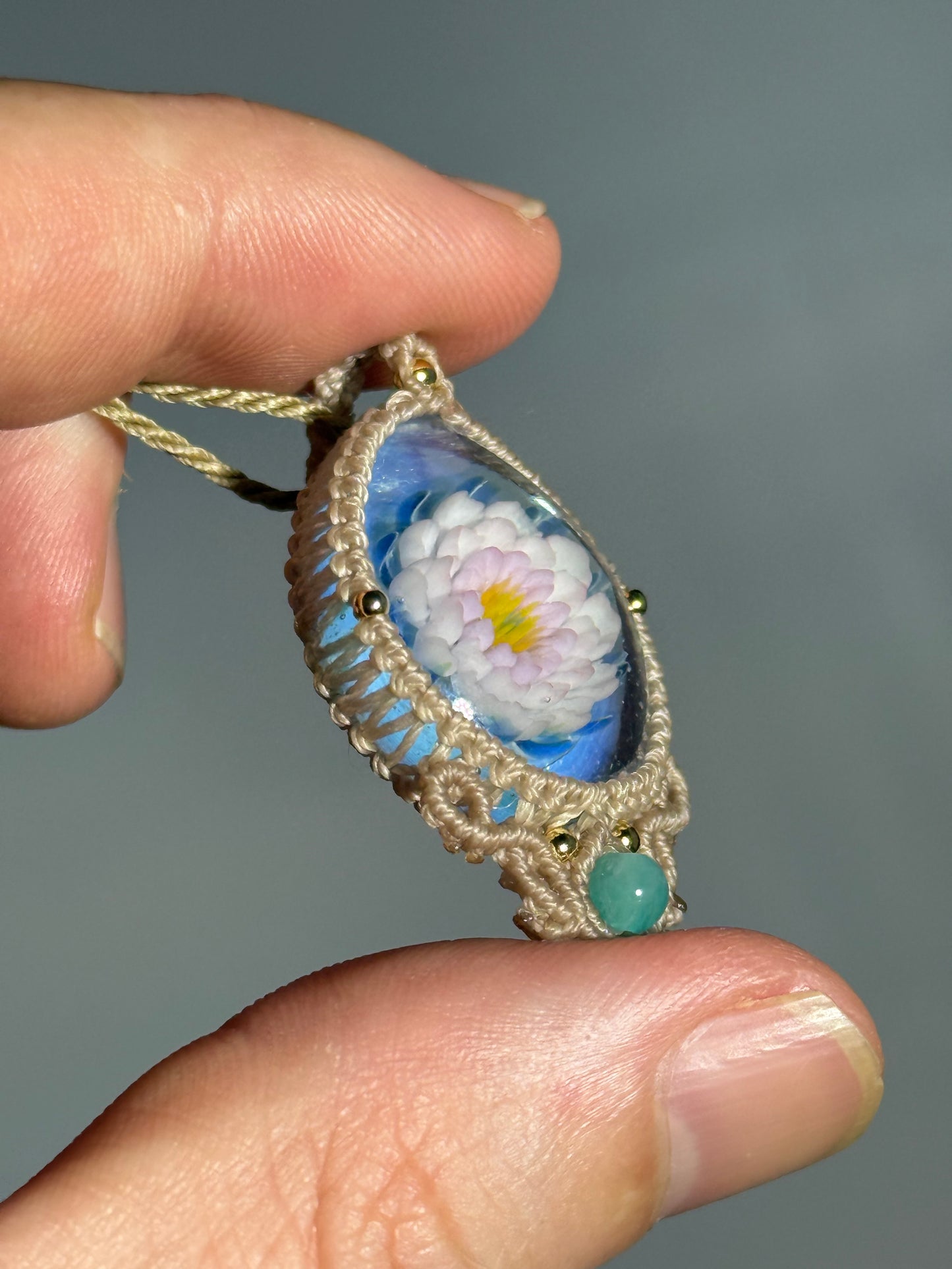 Tomomi Handa Pendant w/ custom macrame necklace