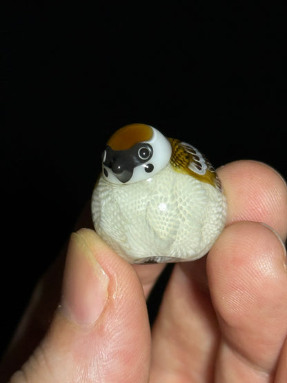 Fortune Bringing Sparrow bead by Chieko Taniguchi