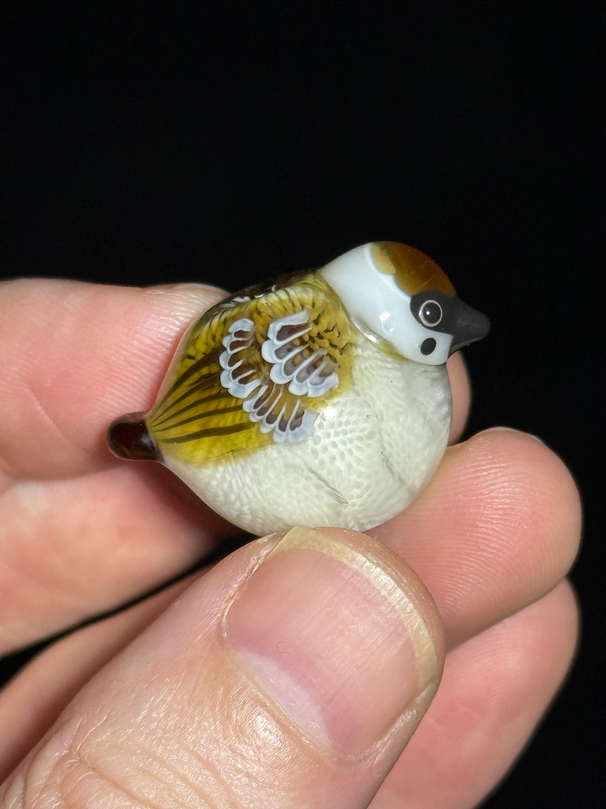 Fortune Bringing Sparrow bead by Chieko Taniguchi