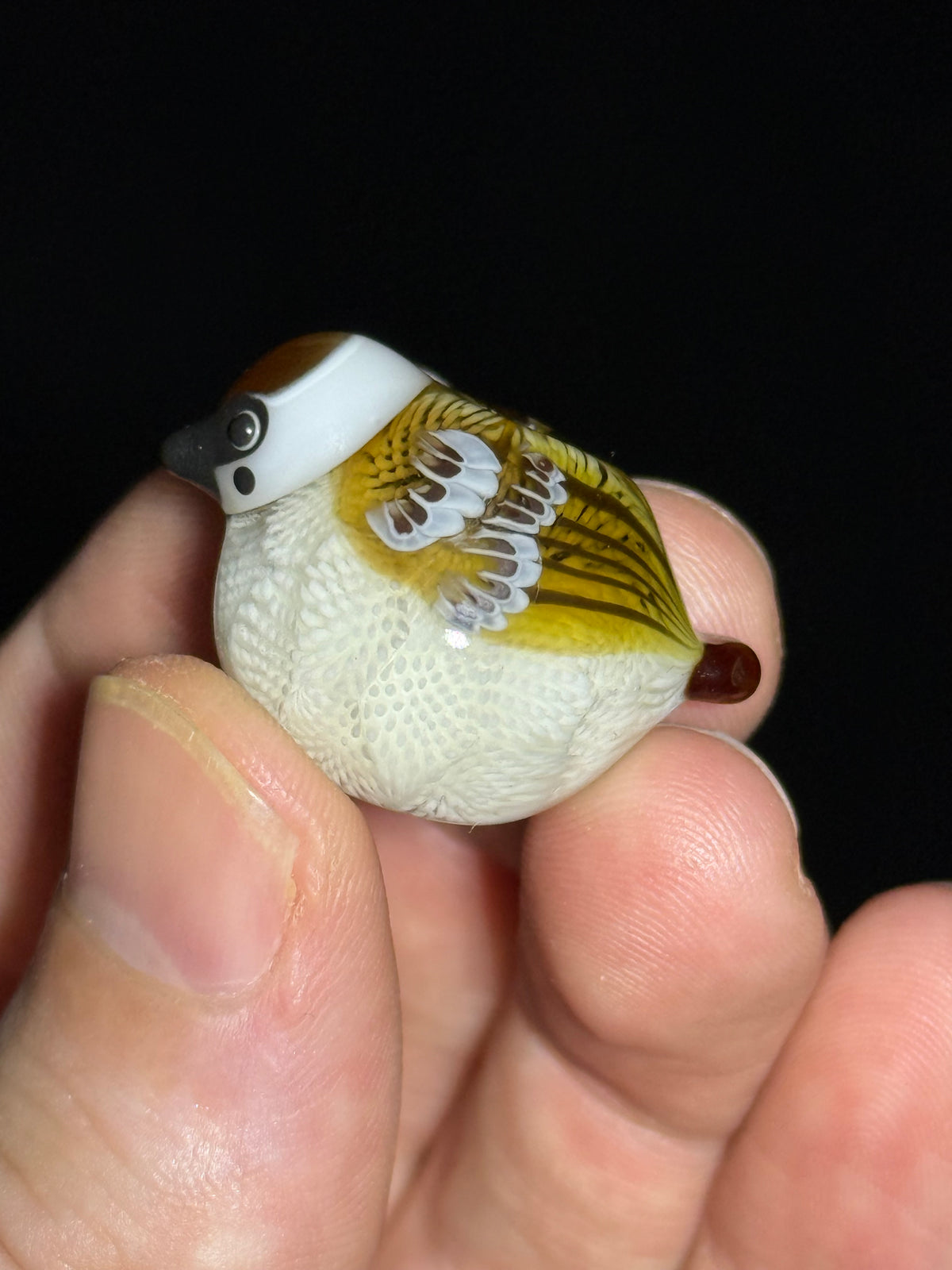 Fortune Bringing Sparrow bead by Chieko Taniguchi