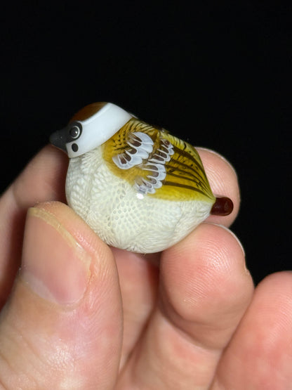 Fortune Bringing Sparrow bead by Chieko Taniguchi